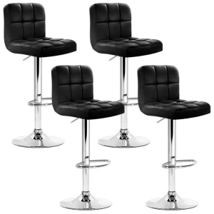 Set of 4 Bar Stools Gas lift Swivel - Steel and Black