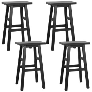 Set of 4 Beech Wood Bar Stools - Black
