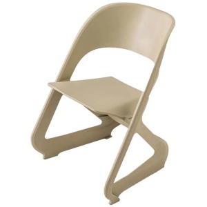 Set of 4 Dining Chairs Office Cafe Lounge Seat Stackable Plastic Leisure Chairs Beige
