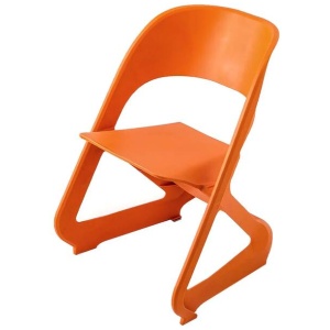 Set of 4 Dining Chairs Office Cafe Lounge Seat Stackable Plastic Leisure Chairs Orange