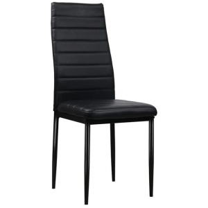Set of 4 Dining Chairs PVC Leather - Black