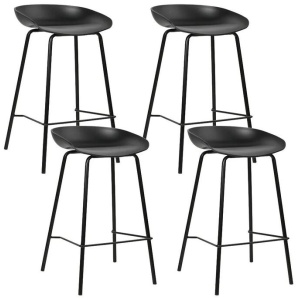 Set of 4 Metal Bar Stools - Black