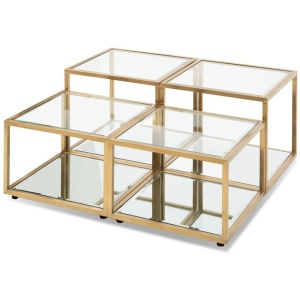 Set of 4 - Oxford 100cm Glass Coffee Table - Brushed Gold Base by Interior Secrets - AfterPay Available