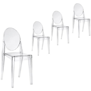 Set of 4 - Philippe Starck Replica Victoria Ghost Dining Chair - Clear