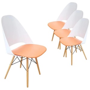 Set of 4 - Plaza Scandinavian Dining Chair - Orange