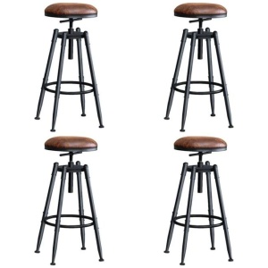 Set of 4 Rustic Industrial Bar Stool Kitchen Counter Swivel BarStools