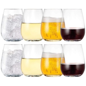 Set of 8 Flat Bottom Stemless Glasses Size 450ml by Cellar