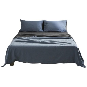 Sheet Set Cotton Sheets Double Dark Blue Grey