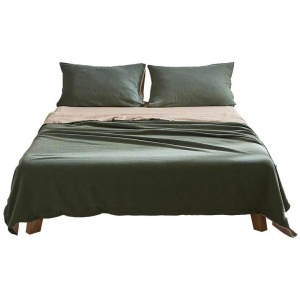 Sheet Set Cotton Sheets Double Green Beige