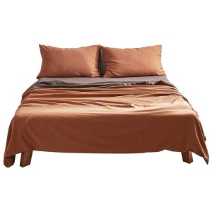 Sheet Set Cotton Sheets Double Orange Brown