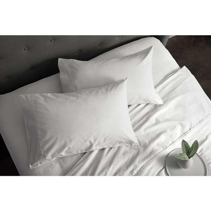 Sheraton Luxury 160gsm Flannelette Bed Sheet Set - Double Bed/White