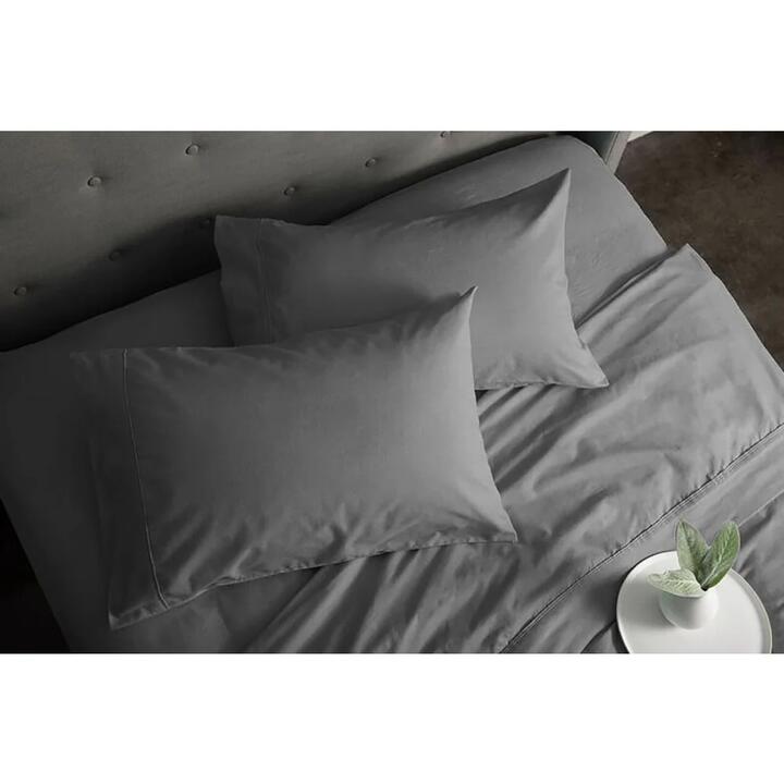 Sheraton Luxury 160gsm Flannelette Bed Sheet Set - Queen Bed/Feather Grey
