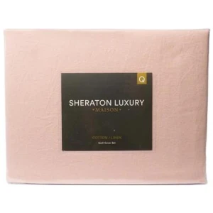 Sheraton Luxury Maison Linen Cotton Quilt Cover Set - King, Dusty Pink