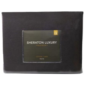 Sheraton Luxury Maison Linen Cotton Sheet Set - King, Charcoal