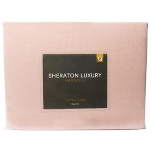 Sheraton Luxury Maison Linen Cotton Sheet Set - King, Dusty Pink