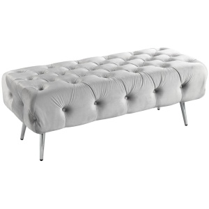 Shirley Ottoman Light Grey Velvet