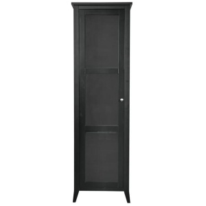 Sienna 3-Tier Display Shelf Tall Storage Cabinet W/ 1-Glass Door - Black