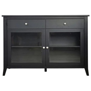 Sienna Hall Console Hallway Table W/ 2-Glass Doors & 2-Drawers - Black