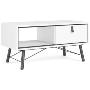 Silas Wooden Open Shelf Coffee Table W/ 1-Drawer - White