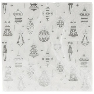 Silver Foil Baubles Christmas Paper Napkin Pack