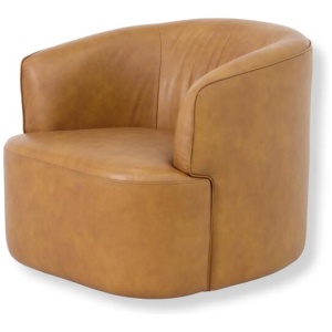 Soltan Swivel Armchair - Amber Tan Leather by Interior Secrets - AfterPay Available
