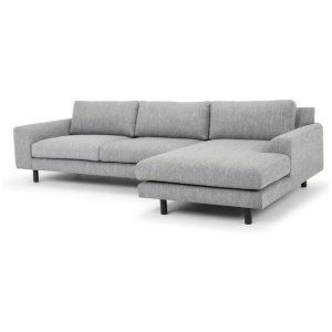 Sonia 3 Seater Right Chaise Fabric Sofa - Graphite Grey with Black Legs - Last One by Interior Secrets - AfterPay Available