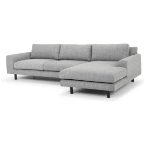 Sonia 3 Seater Right Chaise Fabric Sofa - Graphite Grey with Black Legs - Last One by Interior Secrets - AfterPay Available