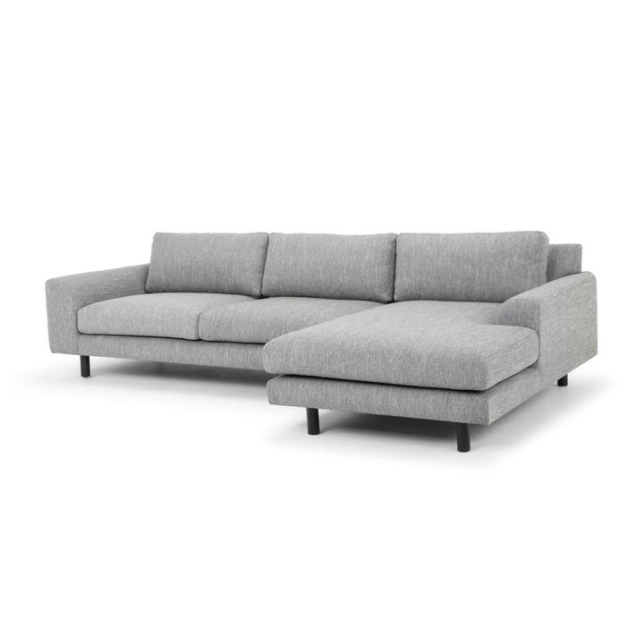 Sonia 3 Seater Right Chaise Fabric Sofa - Graphite Grey with Black Legs - Last One by Interior Secrets - AfterPay Available