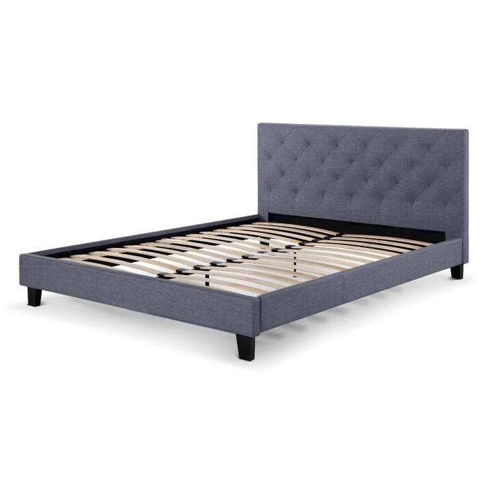 Sorrento French Provincial Fabric Bed Frame Double Size Grey