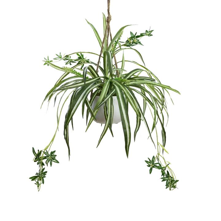 Spider Plant Artificial Fake Plant Decorative Arrangement 68cm In Hanging Planter
