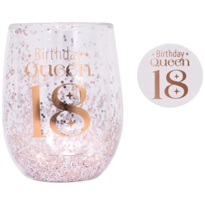 Splosh Celebration Glitter Stemless Glass & Badge Set