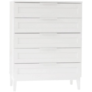 Stanley Modern Classic Wooden Chest Of 5-Drawers Tallboy Storage Cabinet - White