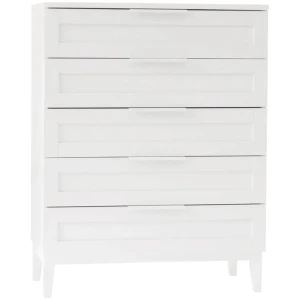 Stanley Modern Classic Wooden Chest Of 5-Drawers Tallboy Storage Cabinet - White