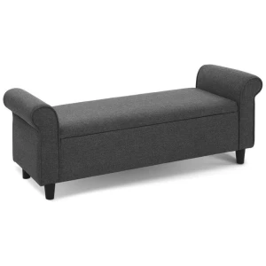 Storage Ottoman Blanket Box 126cm Linen Fabric Arm Foot Stool Couch Large