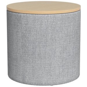 Storage Ottoman Blanket Box 40cm Linen Round Grey