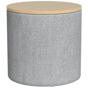 Storage Ottoman Blanket Box 40cm Linen Round Grey