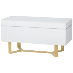 Storage Ottoman Blanket Box Criss-cross Linen White