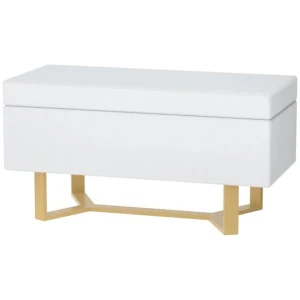 Storage Ottoman Blanket Box Criss-cross Linen White