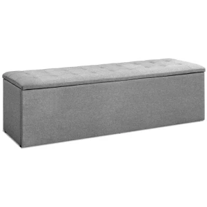 Storage Ottoman Blanket Box Grey LARGE Fabric Rest Chest Toy Foot Stool
