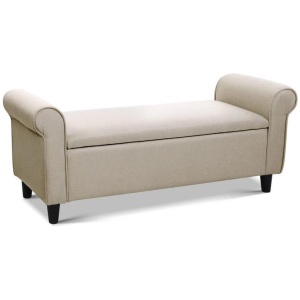 Storage Ottoman Blanket Box Linen Fabric Arm Foot Stool Couch Chest Large