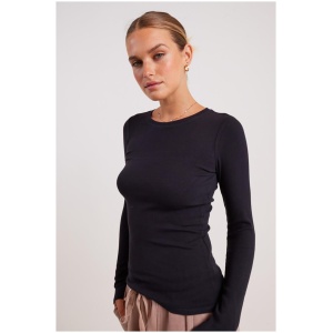 Stylerunner Refine Fine Rib Long Sleeve Tee Onyx