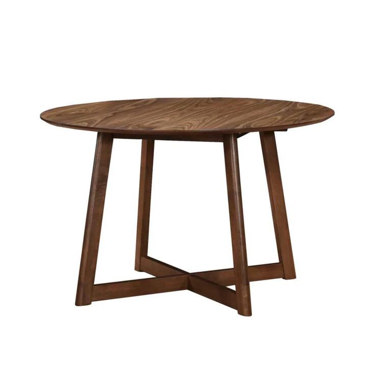 Stylish Modern Wooden Timber Round Kitchen Dining Table 120cm Walnut