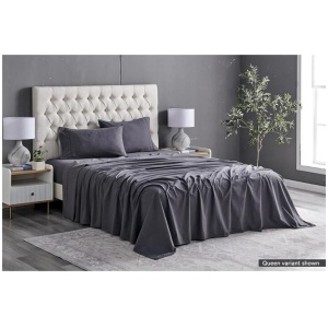 Sydney Stonewash Cotton Bed Sheet Set Castlerock Charcoal