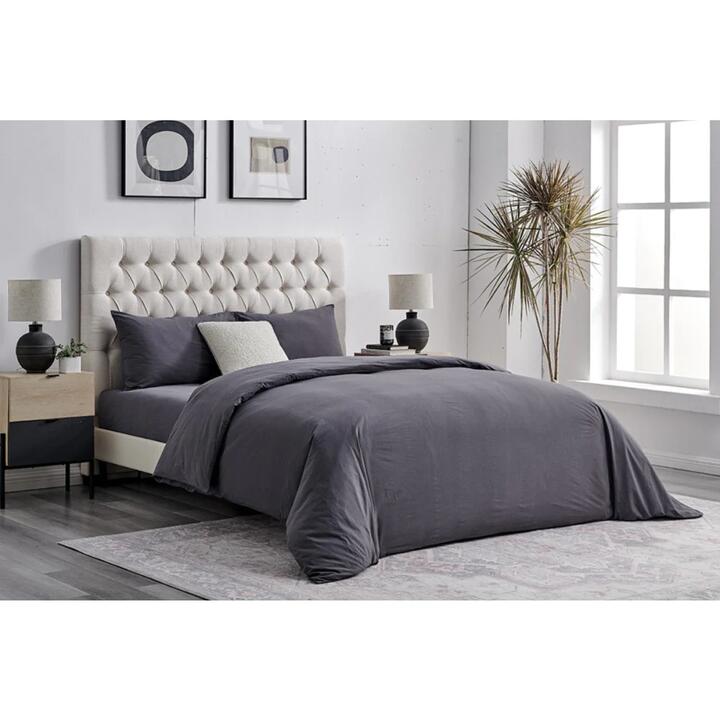 Sydney Stonewash Quilt Cover Set Castlerock Charcoal