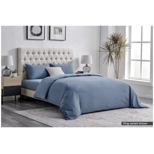Sydney Stonewash Quilt Cover Set Citadel Blue
