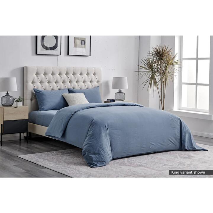 Sydney Stonewash Quilt Cover Set Citadel Blue