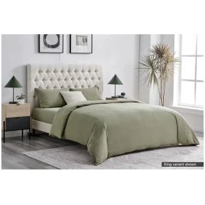 Sydney Stonewash Quilt Cover Set Oil Green