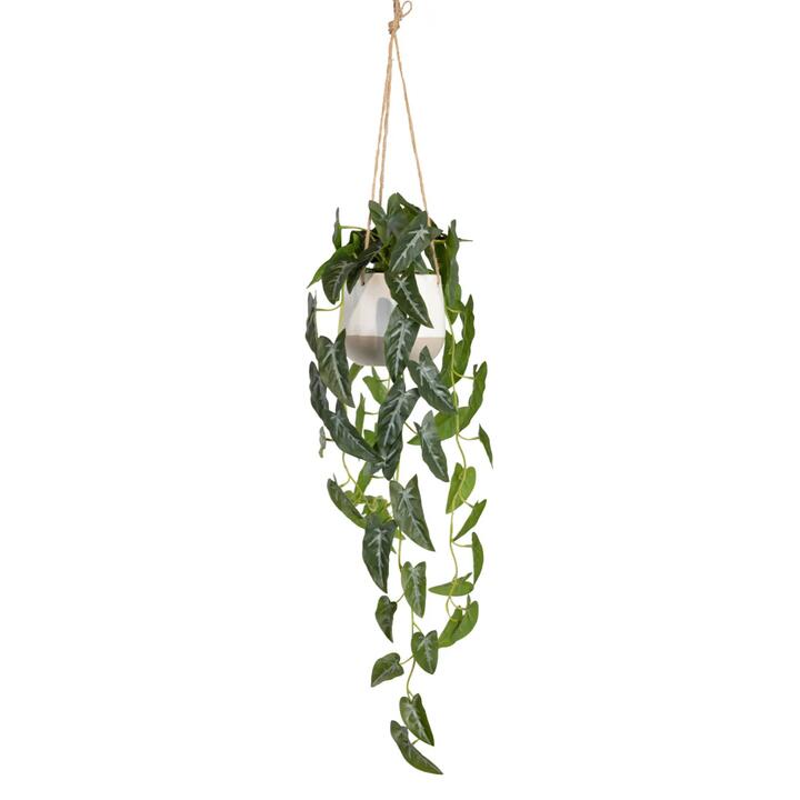 Syngonium 105cm Artificial Plant Flower Arrangement Decorative In Hanging Planter