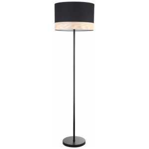 TAMBURA Floor Lamp ES Large Black Round H1475mm with Blonde Wood