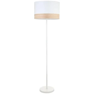 TAMBURA Floor Lamp ES Large White Round H1475mm with Blonde Wood